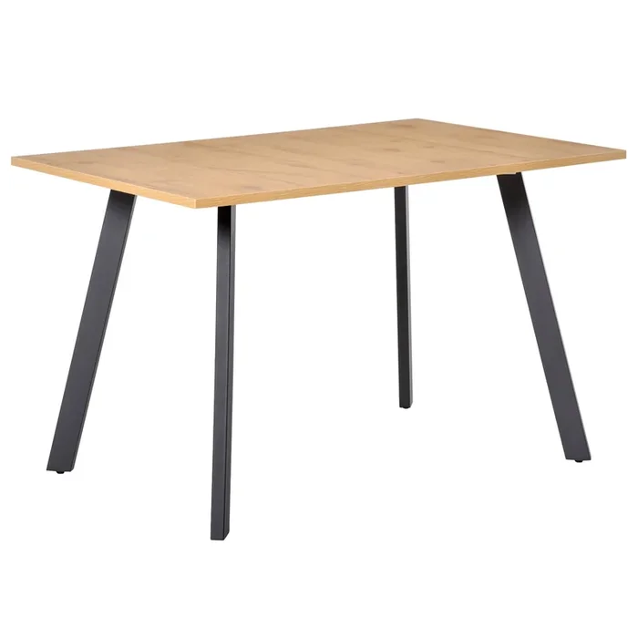 HOMCOM Mesa de Comedor Rectangular Mesa de Cocina Salón Moderna con Patas de Metal y Almohadillas Ajustables 120x80x76 cm Color Roble