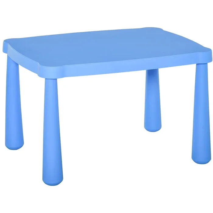 HOMCOM Mesa Infantil Rectangular de +2 Años con Pies y Bordes Redondos Mesita Infantil para Interiores y Exteriores Carga Máx. 30 kg 76,5×54,5×49,5 cm Azul