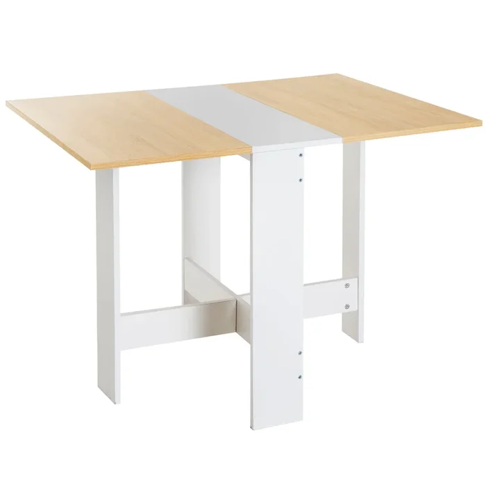 HOMCOM Mesa Plegable de Comedor Mesa Auxiliar de Cocina con 2 Alas Abatibles Ahorra Espacio Diseño Moderno 103x76x73,5cm Madera
