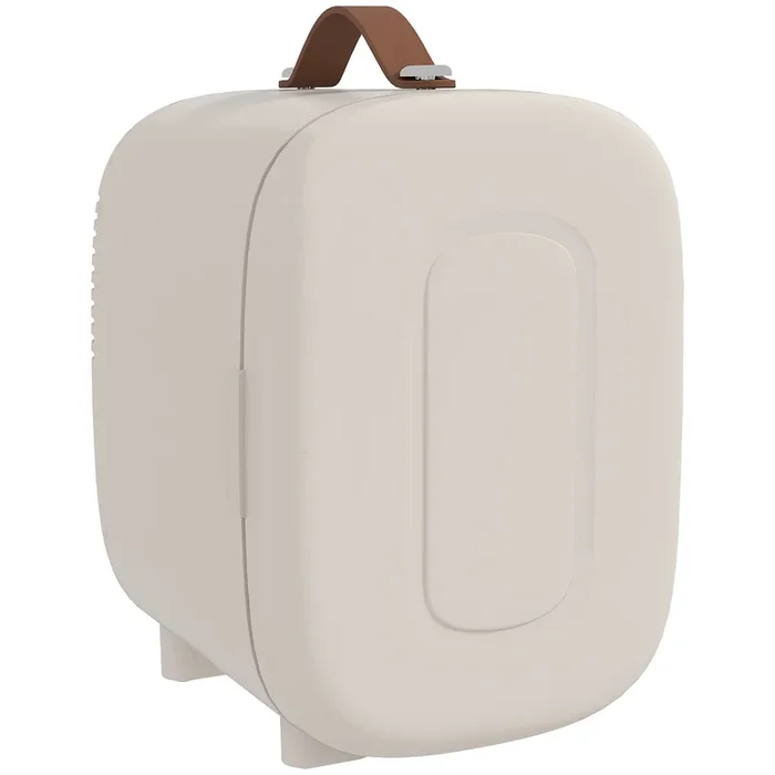 HOMCOM Mini Nevera Cosméticos 4L Nevera Pequeña Extrasilenciosa 9V/240V para Enfriar y Calentar Mini Frigorífico para Dormitorio Oficina Maquillaje Bebidas 20,3×26,3×28 cm Crema