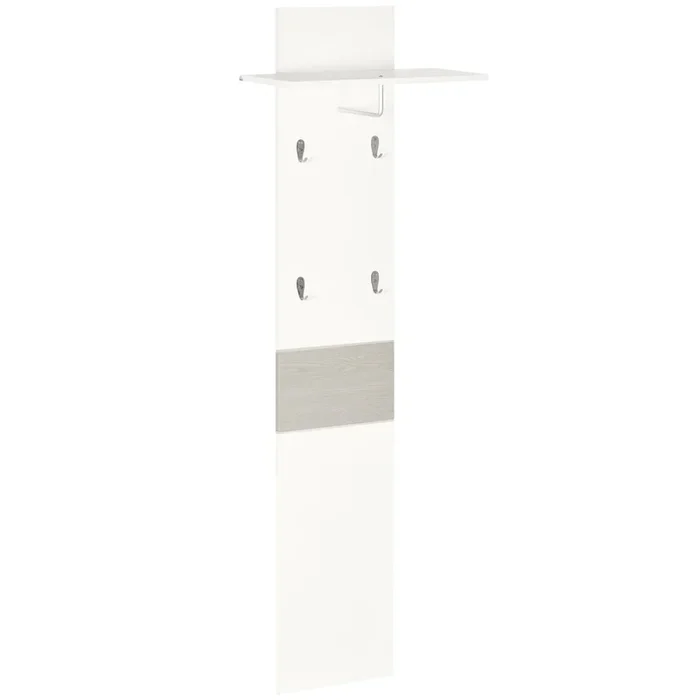 HOMCOM Perchero de Pared con 4 Ganchos Estante de Pared de Almacenamiento con Barra Colgante de Aluminio para Entrada Dormitorio Pasillo 50×23,5×160 cm Blanco