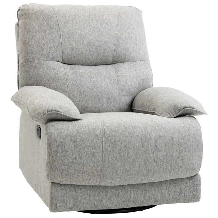 HOMCOM Sillón Reclinable de Salón Sillón Relax Reclinable Manual Tapizado en Tela con Reposapiés Carga 160 kg para Sala de Estar Dormitorio Oficina 89x98x101 cm Gris