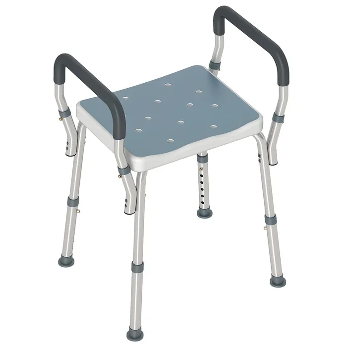HOMCOM Taburete de Ducha Silla Ducha Personas Mayores con Altura Regulable Silla para Ducha de Aluminio Antideslizante Carga 150 kg para Ancianos y Discapacitados