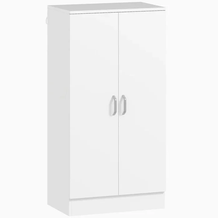 HOMCOM Zapatero de 2 Puertas, Zapatero Entrada Recibidor con 6 Estantes Ajustables, para 14 Pares de Zapatos, 55x35x108 cm, Blanco