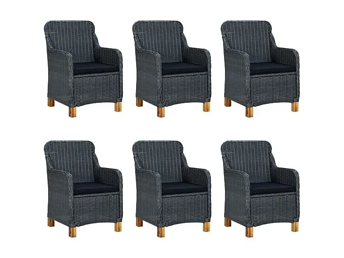 Horsham Set comedor jardín 7 pzas cojines ratán sintético gris oscuro