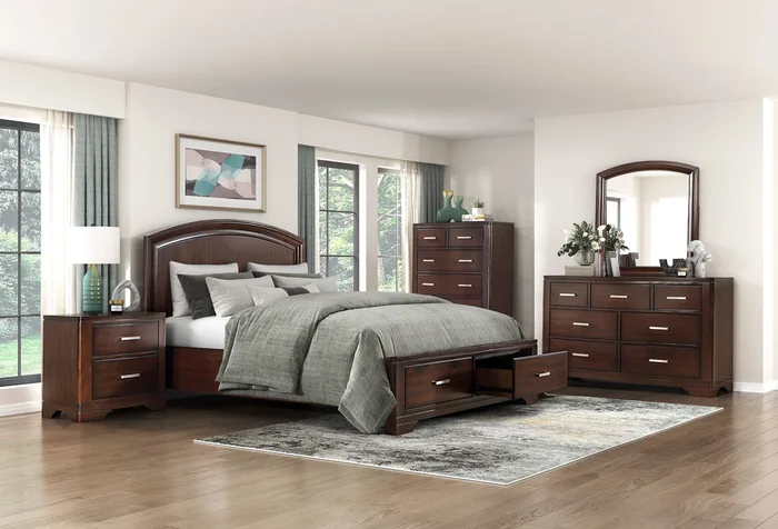 Hudson Cherry Storage Platform Bedroom Set