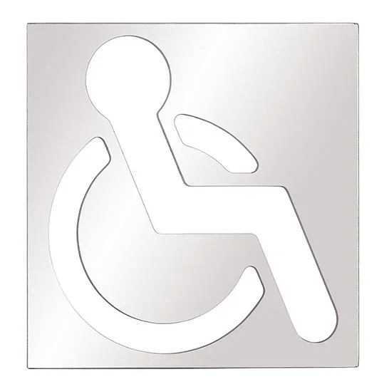 Icono de accesibilidad para personas con movilidad reducida 12×12 cm acero inoxidable/plateado
