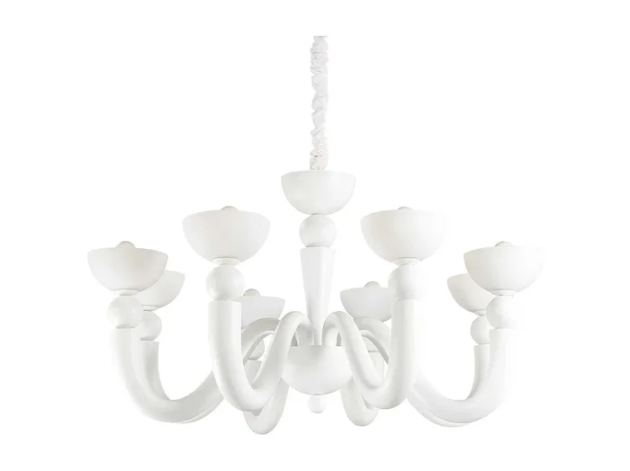 Ideal Lux Bon Bon – Lámpara de araña de 8 luces con varios brazos, acabado blanco, E14