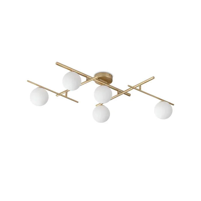 Ideal Lux lámpara de techo Atlas de cristal metálico dorado de 5 luces