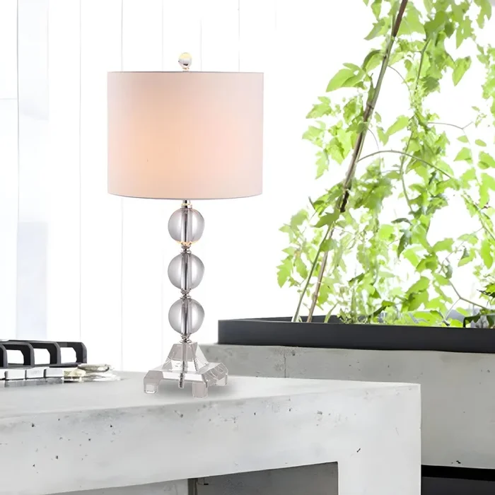 Iluminación de Escritorio de Cristal Tallado A Mano 1 Bombilla Lámpara de Mesa Esférico en Blanco para Dormitorio – 110 A 120 V Blanco