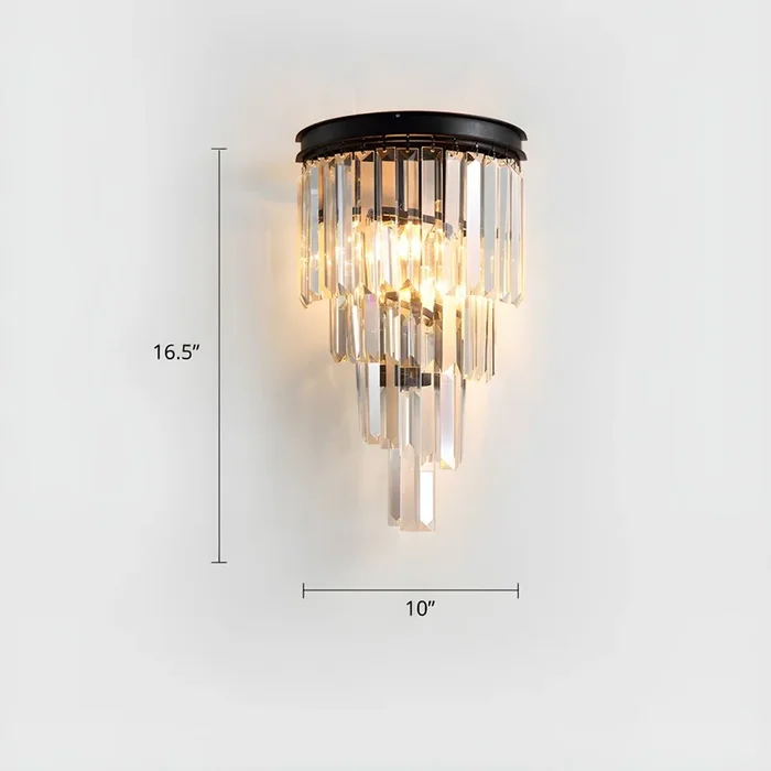 Iluminación de Pared de Metal 2 Bombillas Luminaria de Pared Cónica Modernista con Pantalla de Cristal Transparente – 220 A 240 V Negro 41,91 cm