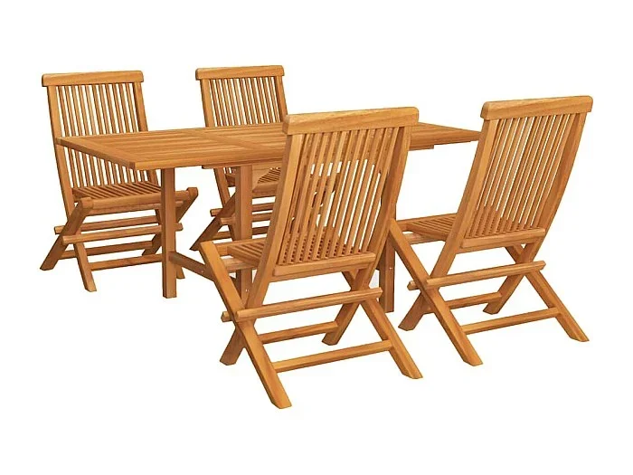 Jacques-Sébastien Conjunto de comedor de jardín 5 piezas madera maciza de teca