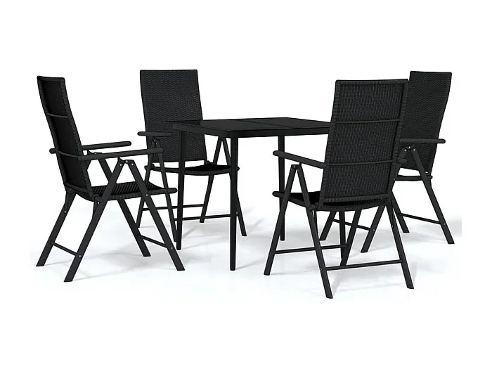 Jarlik Juego de comedor para jardín 5 piezas negro