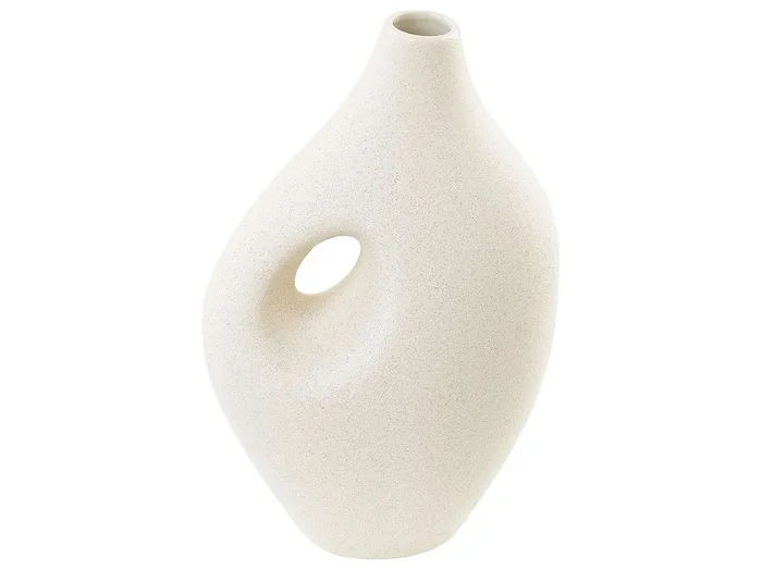 Jarrón para flores KOMOTINI Cerámica 32 cm Blanco crema