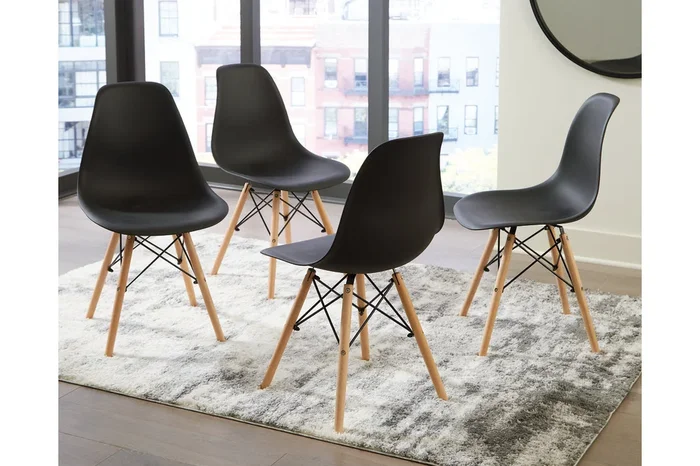 Jaspeni Black/Natural Dining Chair, Set of 4