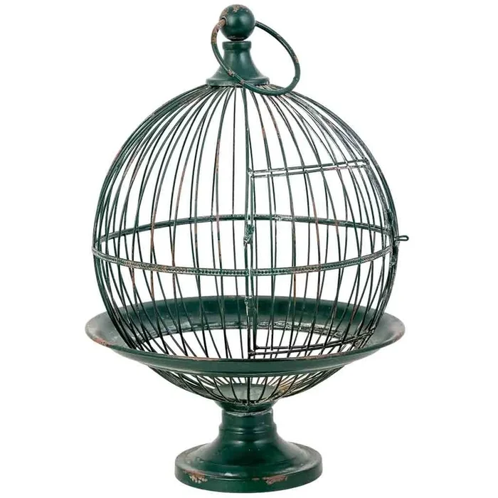 Jaula decorativa de metal con acabado rústico con diámetro de 35.56 cm y altura de 59.06 cm