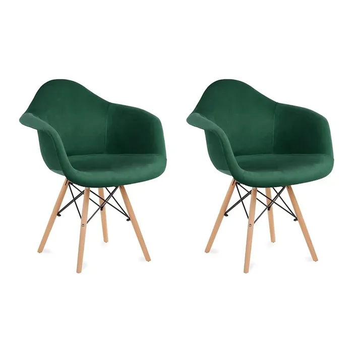 JUEGO 2x Silla de comedor NEREA 80×60,5 cm verde/haya