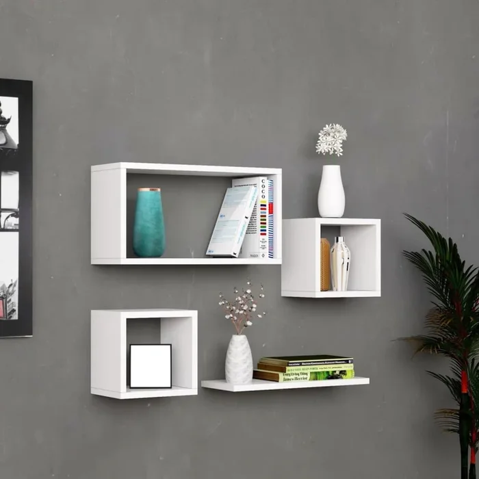 JUEGO 4x Estante de pared BABI blanco