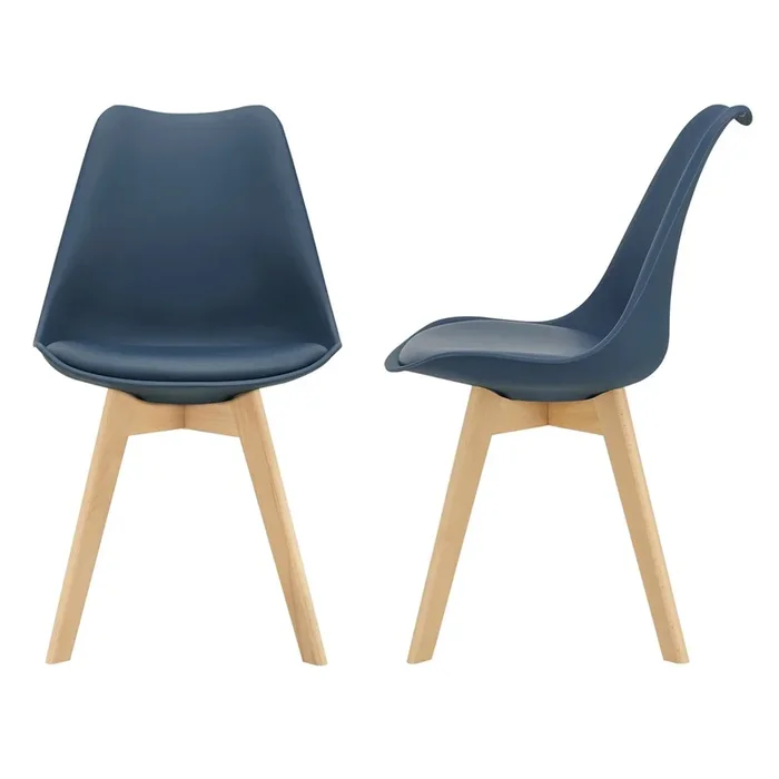 Juego de 2 sillas de comedor diseño escandinavo sintética azul pies haya 03_0002769