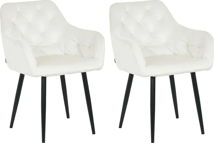 Juego de 2 sillas de comedor Stanley en terciopelo Crema 62X59X82 cm