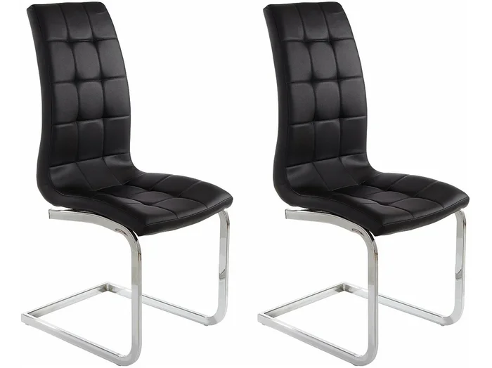 Juego de 2 sillas de comedor tapizadas en PU negro