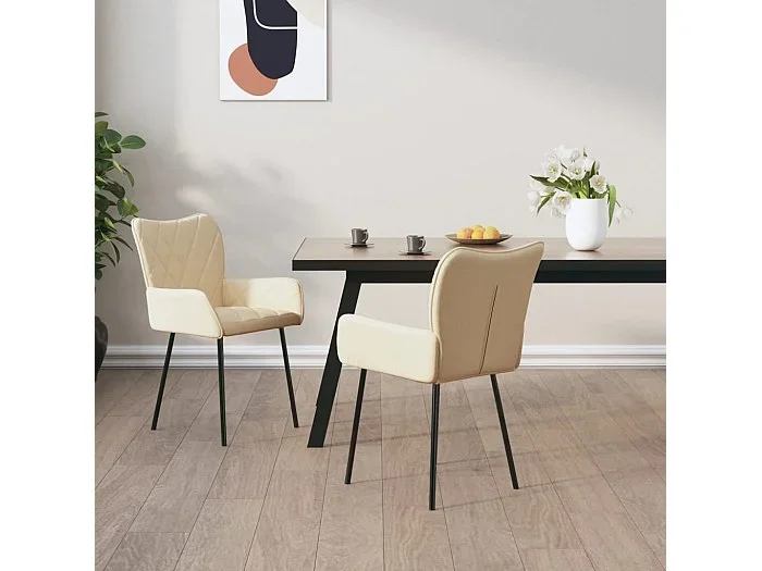Juego de 2 Sillas de comedor tela color crema ES310671