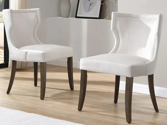 Juego de 2 sillas de terciopelo – con patas de madera maciza ajustables – Beige