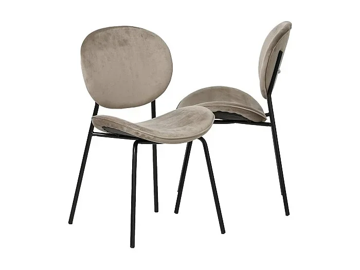 Juego de 2 sillas de terciopelo marrón glaseado Sohane con patas de compás vintage
