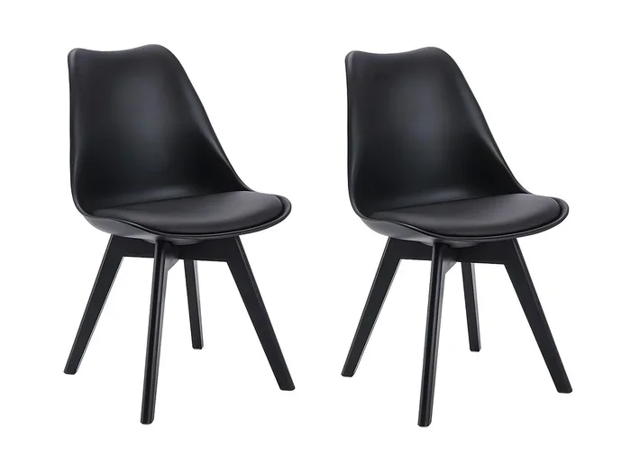 Juego de 2 sillas JODY – Polipropileno y haya – Negro y patas negro