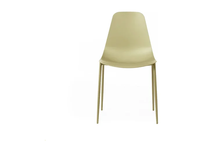 Juego de 2 sillas modernas de salón «Kate» de polipropileno amarillo con estructura de metal pintado.