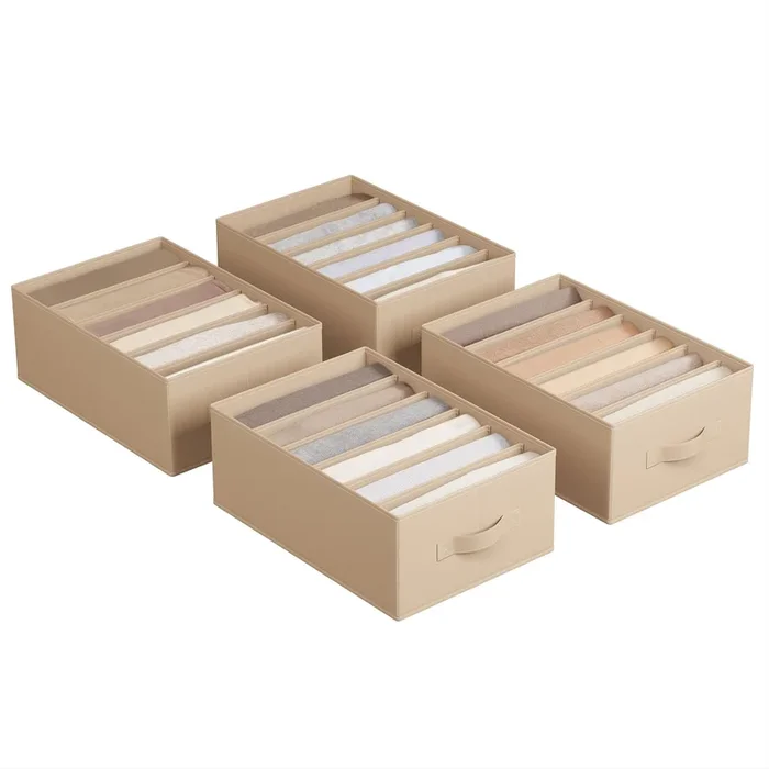 Juego de 4 Organizadores de Cajón 42 x 30 x 17 cm Beige Arena-SONGMICS
