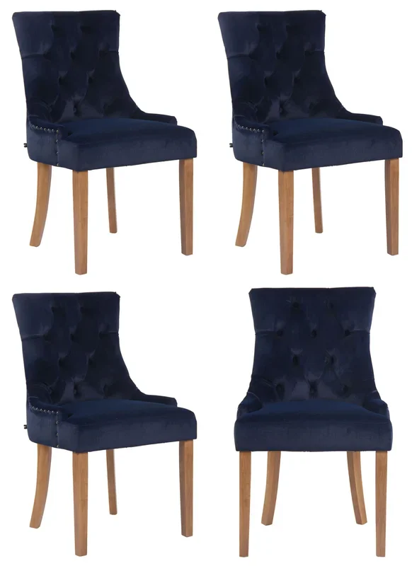 Juego de 4 sillas de comedor Aberdeen en terciopelo Azul Antiguo claro