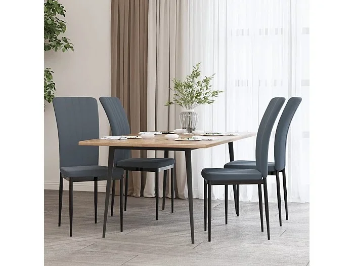 Juego de 4 Sillas de comedor terciopelo gris oscuro ES383337