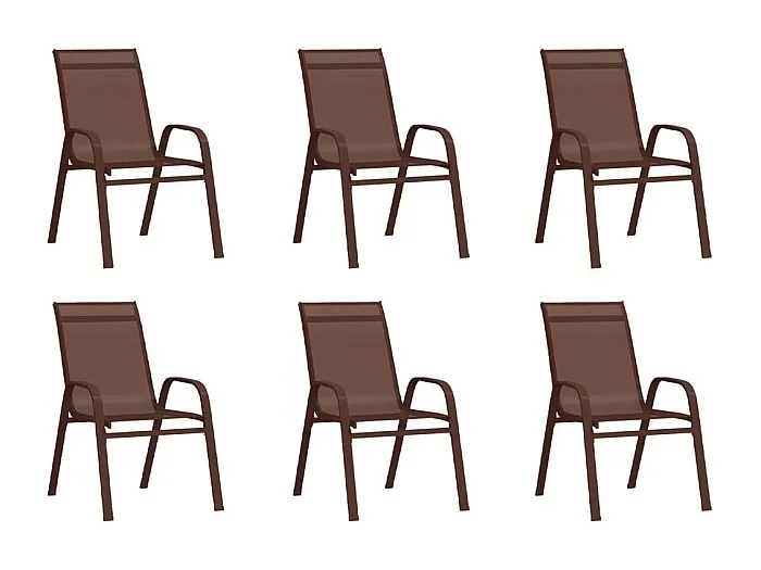 Juego de 6 sillas de jardín apilables en tejido Textilene marrón
