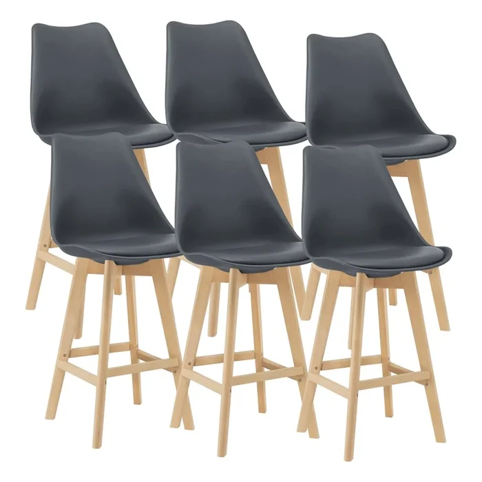 Juego de 6 taburetes de bar de plástico sintético haya 105 x 48 x 58 cm gris 03_0008726