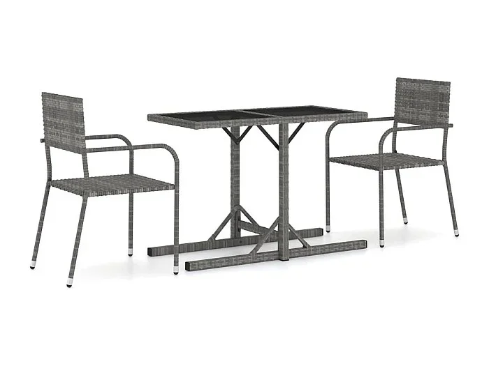 Juego de comedor de jardín muebles de exterior 3 piezas gris 02_0013622