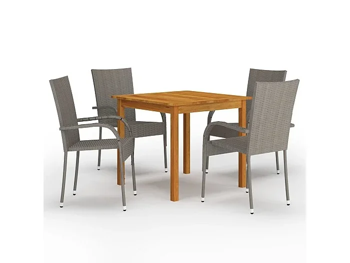 Juego de comedor de jardín muebles de exterior 5 piezas gris 02_0013786