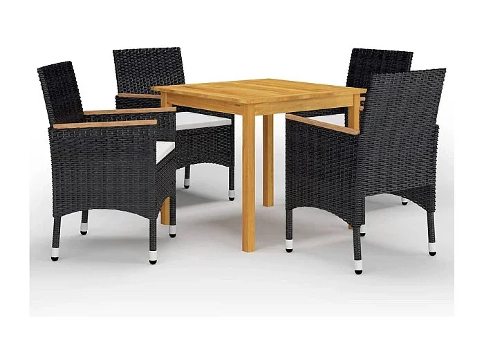 Juego de comedor de jardín muebles de exterior 5 piezas negro 02_0013857