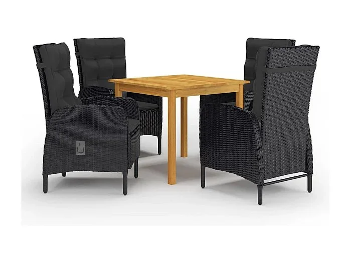 Juego de comedor de jardín muebles de exterior 5 piezas negro 02_0013879