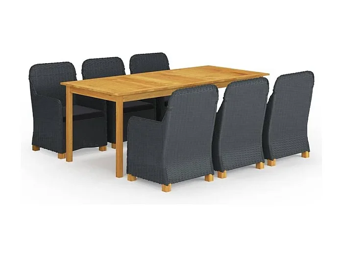 Juego de comedor de jardín muebles de exterior 7 piezas gris oscuro 02_0013978