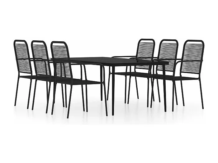 Juego de comedor de jardín muebles de exterior 7 piezas negro 02_0014041