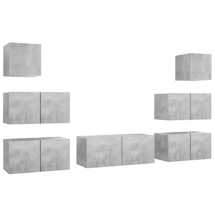 Juego de mueble para TV de 7 piezas aglomerado gris hormigón