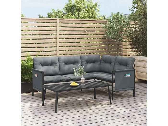 Juego de muebles de jardín 2 piezas acero gris antracita