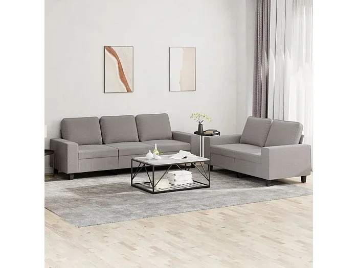 Juego de sofás 2 piezas tela gris taupe