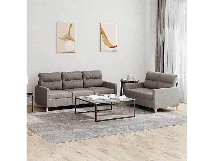 Juego de sofás con cojines 2 piezas tela gris taupe