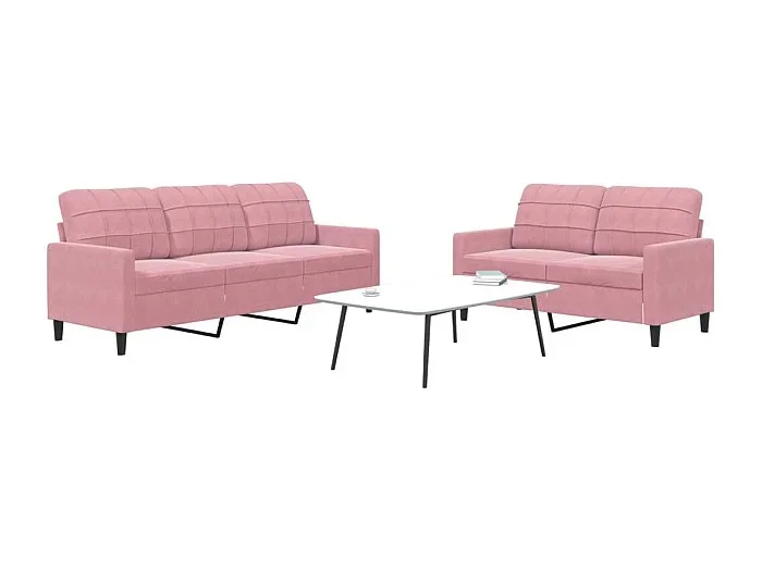 Juego de sofás con cojines 2 piezas terciopelo rosa