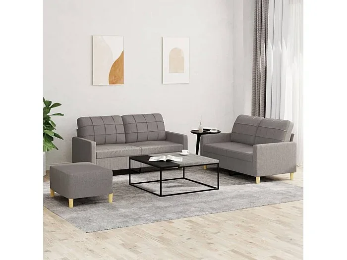 Juego de sofás con cojines 3 piezas tela gris taupe