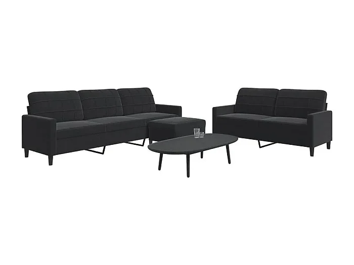 Juego de sofás con cojines 3 piezas terciopelo negro