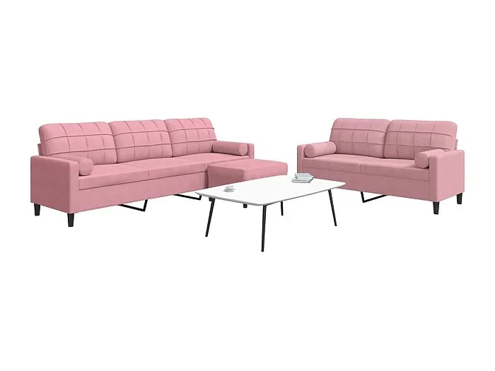 Juego de sofás con cojines 3 piezas terciopelo rosa