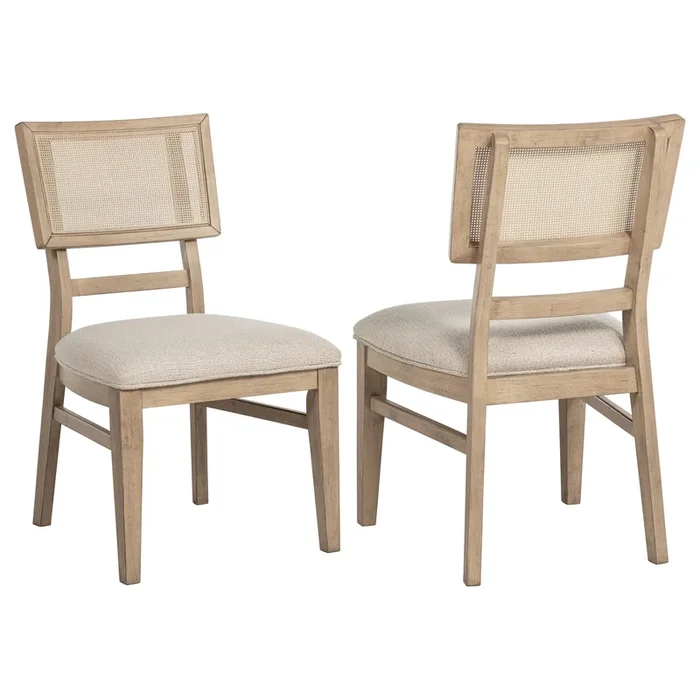 Kailani Radio Weave Cane Dining Side Chair Beige Oak, Set of 2